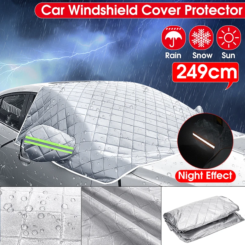 Universal Car Windshield Mirror Reflective Bar Cover Sun Shade Protector Winter Snow Ice Rain Dust Frost Guard Aluminium Film