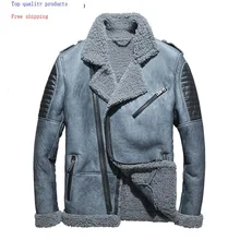 Мужская кожаная куртка, зимняя натуральная кожа, настоящая овчина, пальто для мужчин, Натуральная шерсть, шуба, Блузон, Cuir Homme, KJ1414