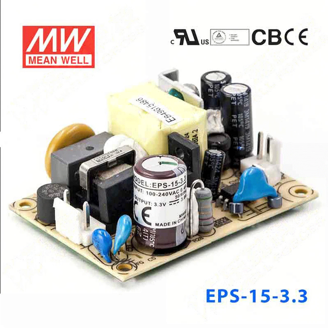 Meanwell EPS-15-3.3 3 В 3A meanwell EPS-15 9 Вт одновыходной импульсный источник питания |