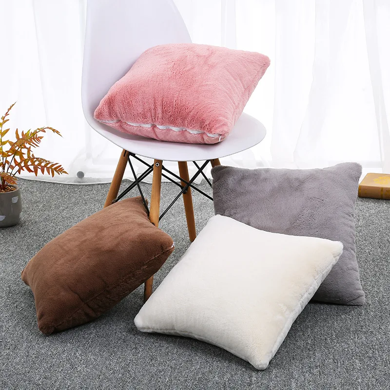 

Winter Faux Rabbit Fur Pillow Case Pink White Pillow Cushion Cover for Couch/Car/Sofa/Throw Pillow Covers Modern Home Decor