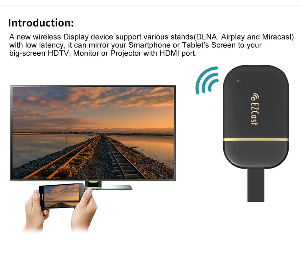 Ezcast G13 беспроводной WiFi HDMI адаптер 128 МБ Поддержка Miracast/Airplay/DLAN 1080P видео, совместимо с Android, IOS, Windows, MAC OS