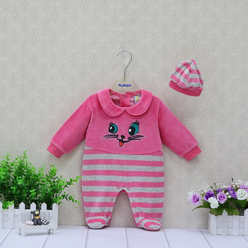 0-12 Months Baby Rompers 2 Pieces/Lot Hat+Bodysuits For Boys and Girls Printed Fashion Pattern