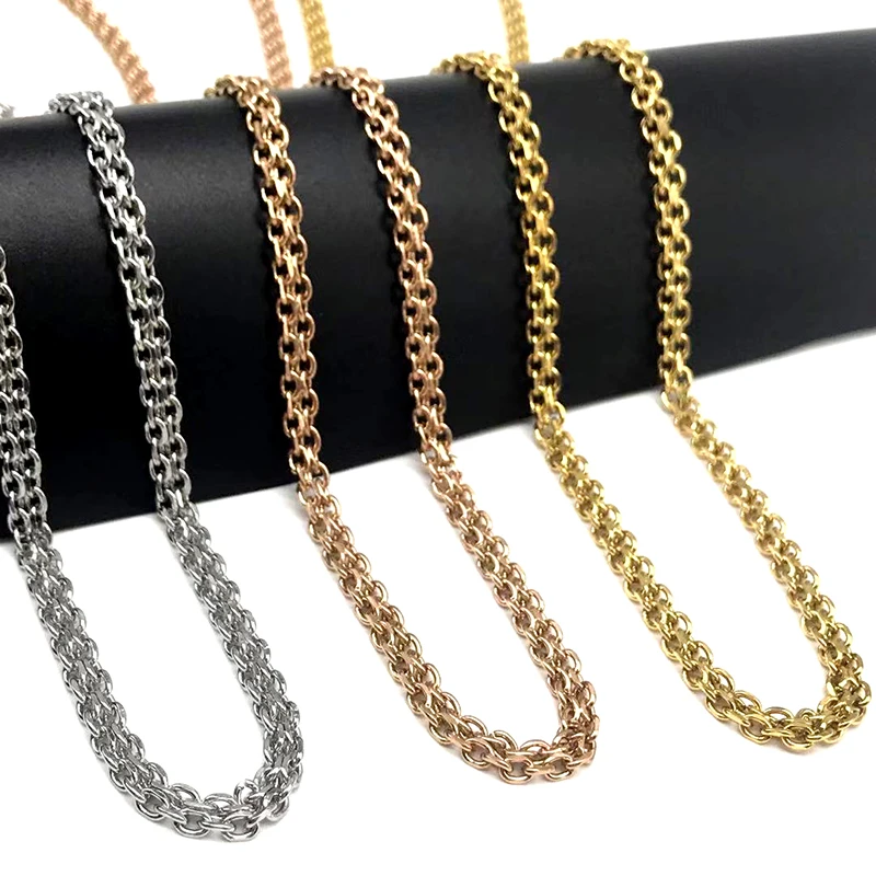 50 cm / 60 Stainless Steel Necklace Fashion Double Woven Chain Cable o Word men's and Women's Jewelry | Украшения и