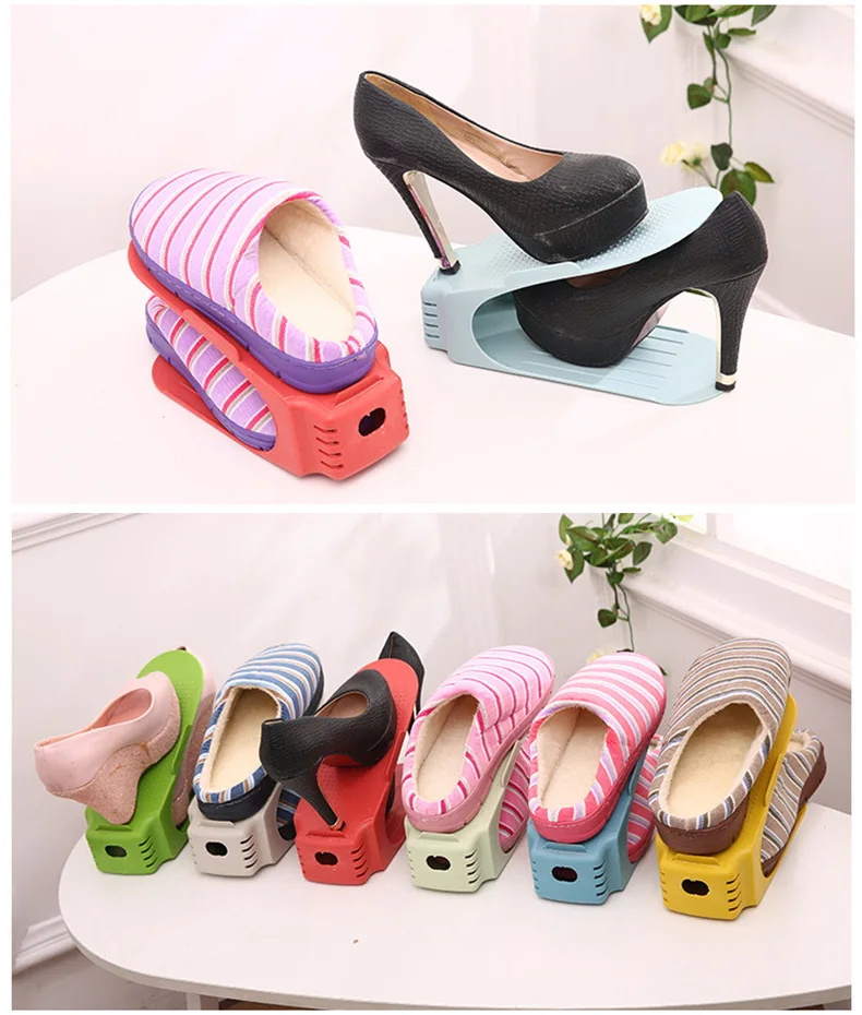 Shoes Holder Multi-functional One-piece Creative Double Layer Plastic Shoes Storage Rack Household Province Space Open-Organizin