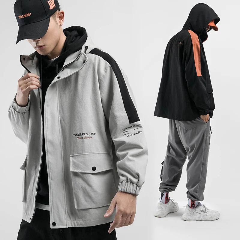 

Yasword Patchwork 2019 Autumn New Hooded Jackets Men Casual Fashion Coats High Quality Brand Clothing Windbreaker