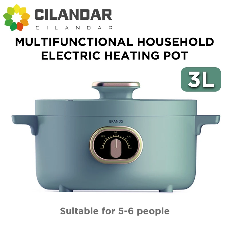 CILANDAR Travel School Home Multi-function Electric Cooker 3L fried steak hot pot seafood fried rice porridge soup 1000W electric cooker