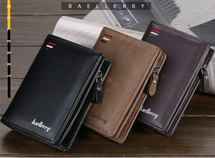 Baellerry компактный мужской бумажник, модный кошелек для карт, многофункциональный кожаный бумажник для мужчин, кошелек на молнии с карманом для монет