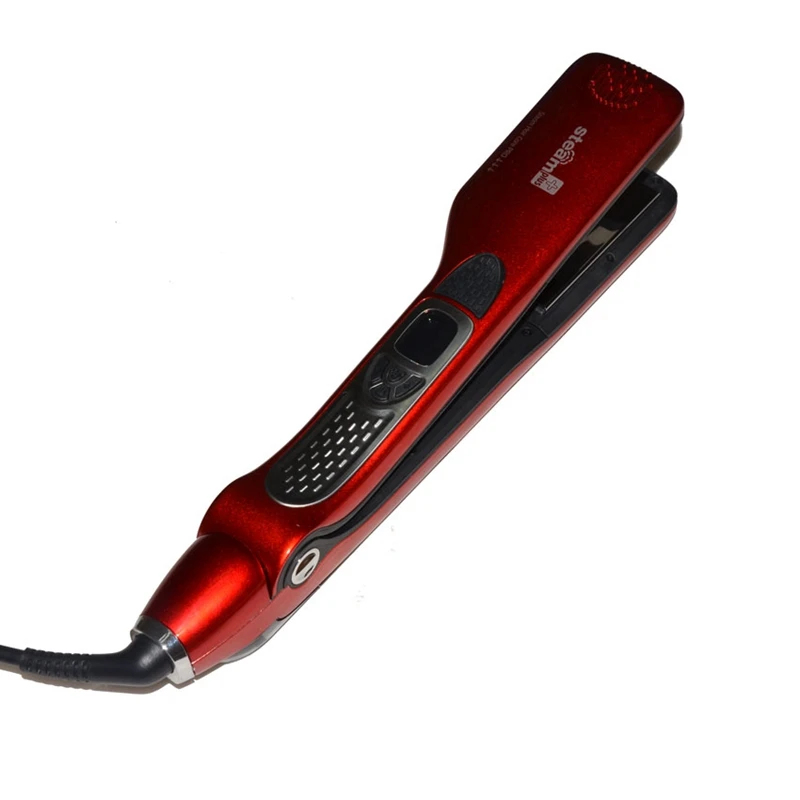 Красный Профессиональный Выпрямитель для волос паровой плоский утюжок выпрямитель плавающая нагревательная пластина паровой спрей выпрямляющая щетка