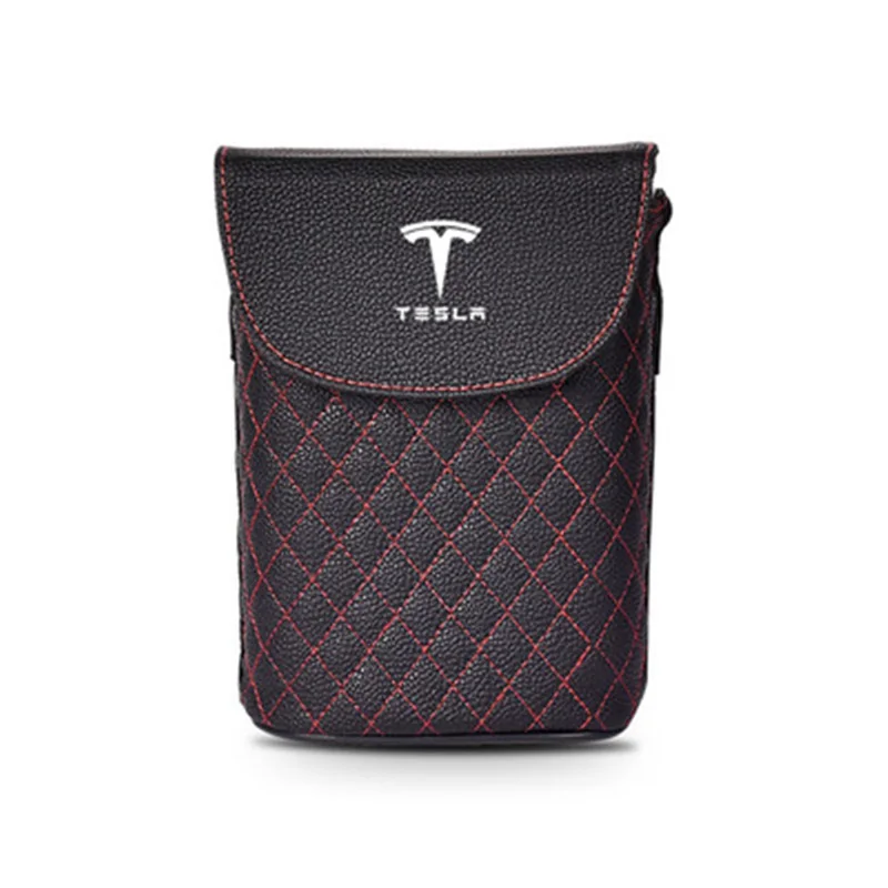 Черный Автомобильный портативный мусорный ящик для Tesla модель 3 модель S модель X Авто Переднее сиденье заднее кожаное мусорное ведро органайзеры ХРАНЕНИЕ Аксессуары - Название цвета: Черный
