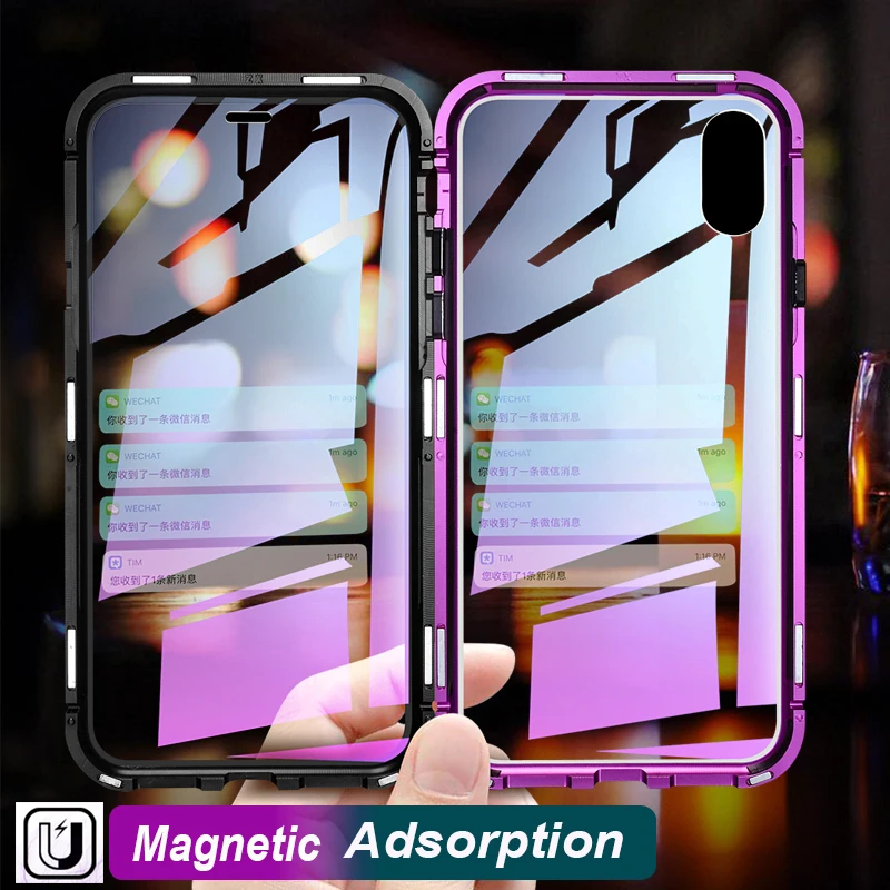 Магнитный чехол-книжка с двойным стеклом для iPhone 11 Pro Max XS MAX XR 8 Plus 7 X 10 9 чехол |