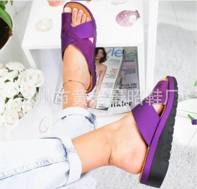 

2020 Shoes Woman Sandals Flats Wedges Open Toe Ankle Beach Shoes Roman Floral Sandals Women Print Orthopedic Bunion Corrector