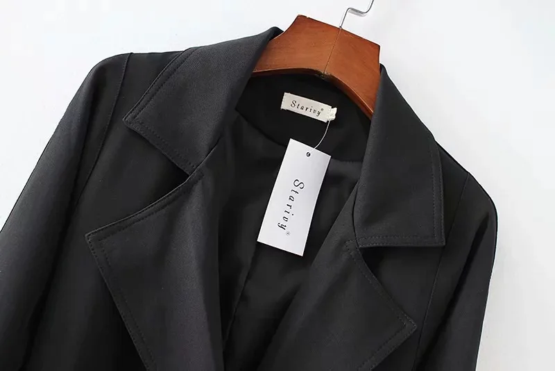 AliExpress EBay,, осень, стиль, Европа и Америка, женское платье, черный и длинный, струящийся Тренч, Женское пальто