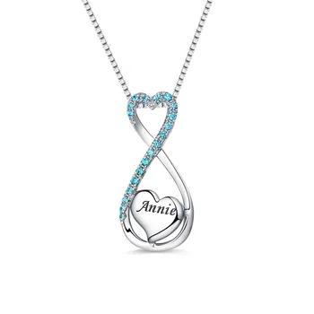 

Custom Name Necklaces Sterling Silver Vertical Infinity Names Necklace For Lady Elegant Swan Cubic Zirconia Jewelry For Gift