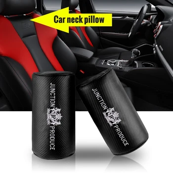 

Car styling JP Junction Produce logo carbon fiber PU Leather Car Soft Headrest Cushion Neck Pillow case for mercedes toyota bmw