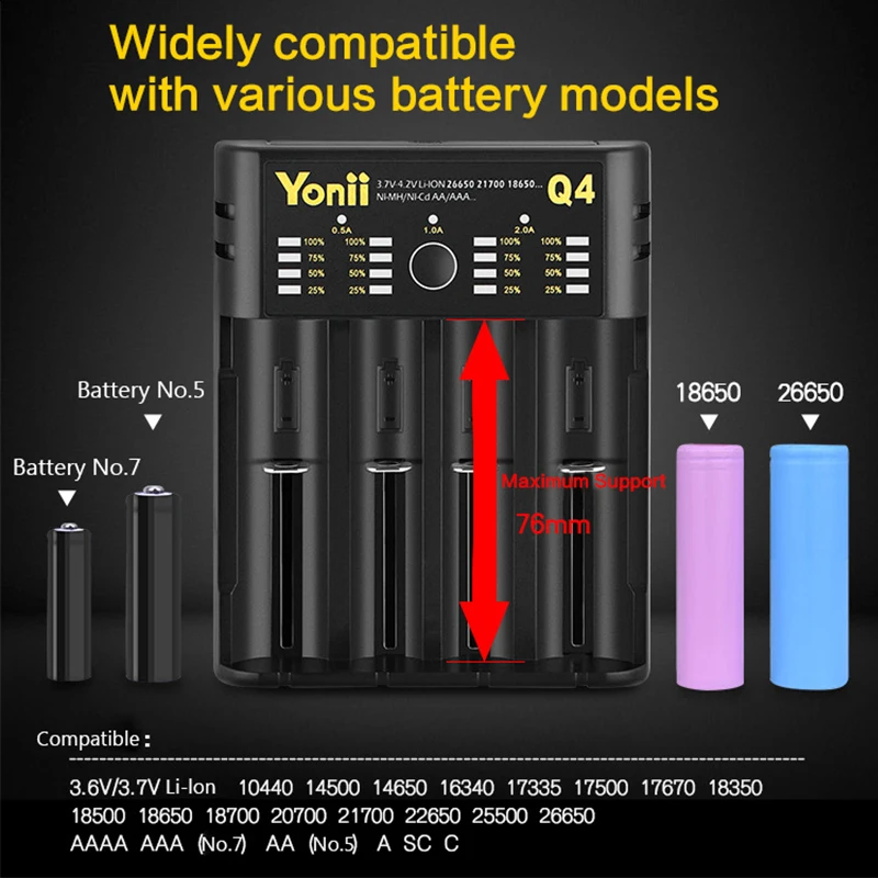 Умное зарядное устройство USB 18650 для 26650 22650 20700 21700 18350 18500 10440 A AA AAA AAAA Ni MH CD li ion