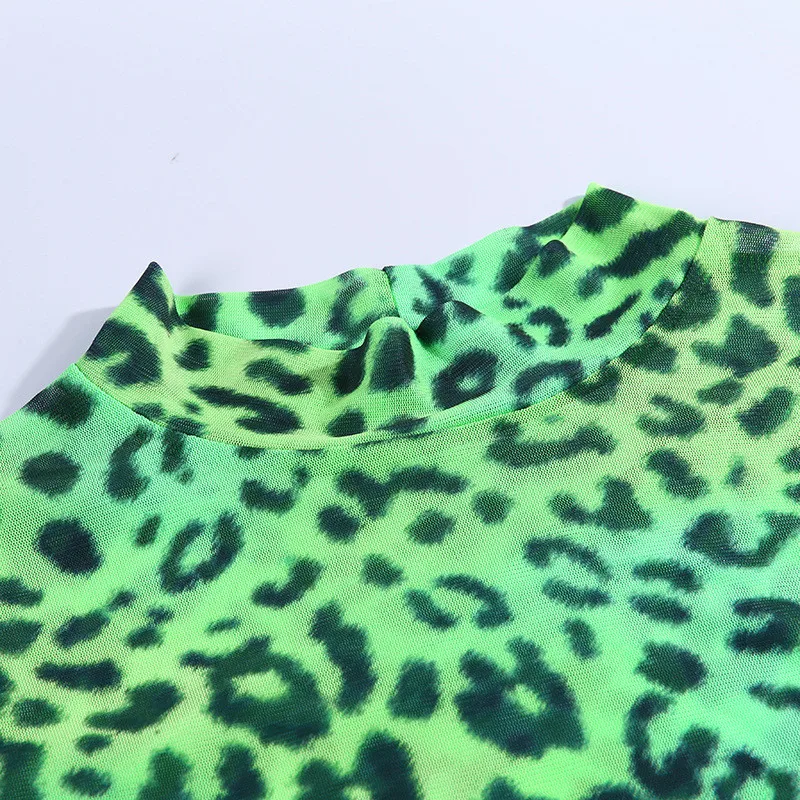 Hugcitar с длинным рукавом леопардовая Сетка прозрачные пикантные топы Осень Зима Женская Клубная уличная одежда футболки