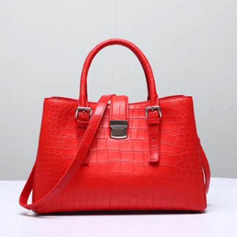 

ourui crocodile belly Female bag Genuine leather female handbag Women handbag women bag 33cmX22cmX12cm