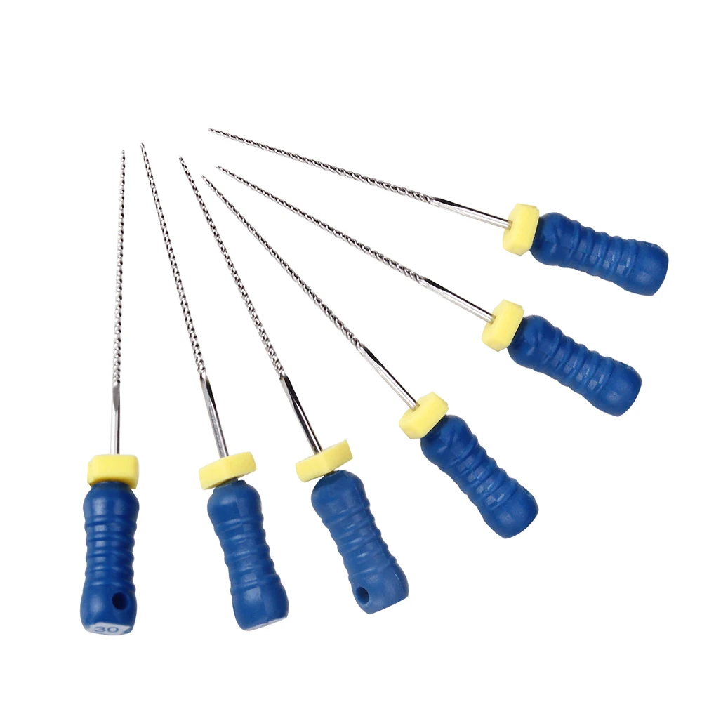 Azdent 6 pcs/pacote uso da mão dental k-arquivos 21mm de aço inoxidável endodontic raiz canal arquivos ferramentas dentista instrumentos de laboratório dental