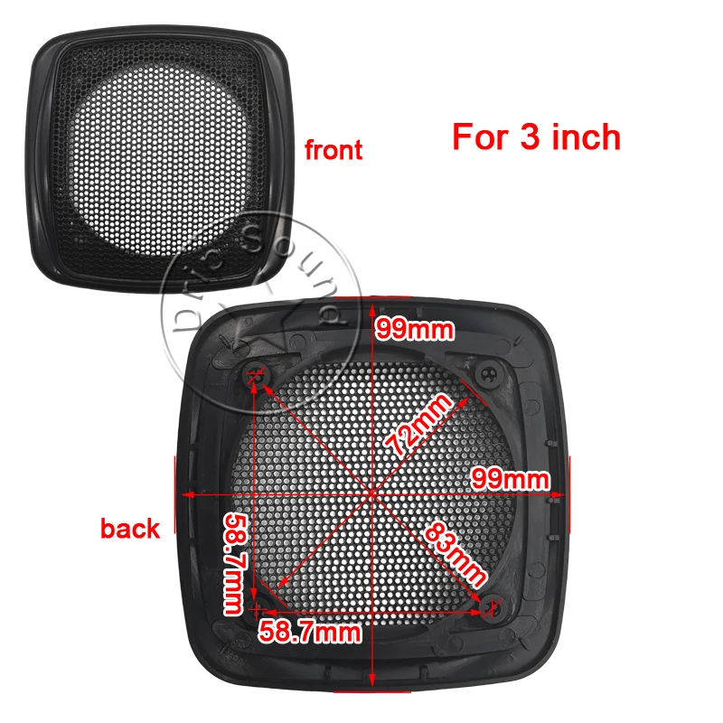 para Polegada Grade de Alto-falante Quadrado Capa Hige-grade Áudio do Carro Decorativo Círculo Metal Malha Proteção Conversão Net 99x99 mm - Image 5