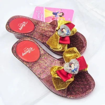 

Disney LED Light Princess Casual Slip Soft Bottom Beach Slips Sequins Girls Slippers Princess Crystal High Heel Slippers