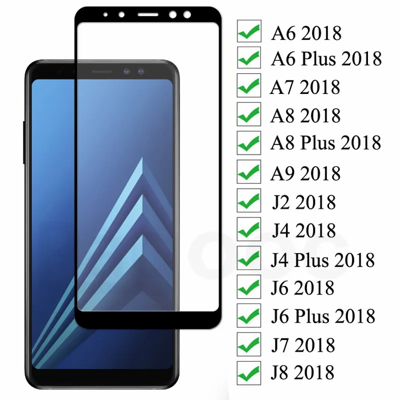 9D защитный Стекло на samsung Galaxy A6 A8 J4 J6 плюс J2 J8 A7 A9 закаленное Стекло чехол с защитной пленкой для экрана