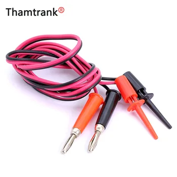 

100pcs/lot 100CM Banana Male Plug Cable to Dual Big Hook Clip Test Probe Leads Cable black&red Length 1M for Multimeter Test