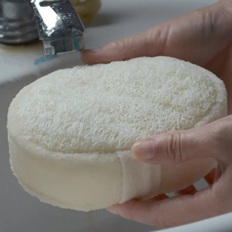 1Pc suave fresco esponja Natural Loofah Luffa esponja ducha Spa cuerpo depurador exfoliante baño cepillo de masaje Pad blanco