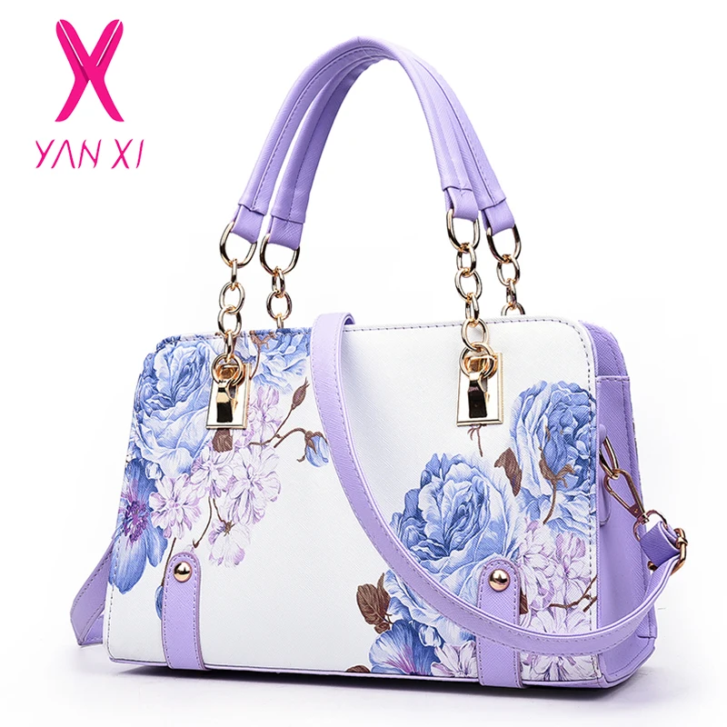 YANXI Лидер продаж модная брендовая женская сумка с цветочным принтом кожаные