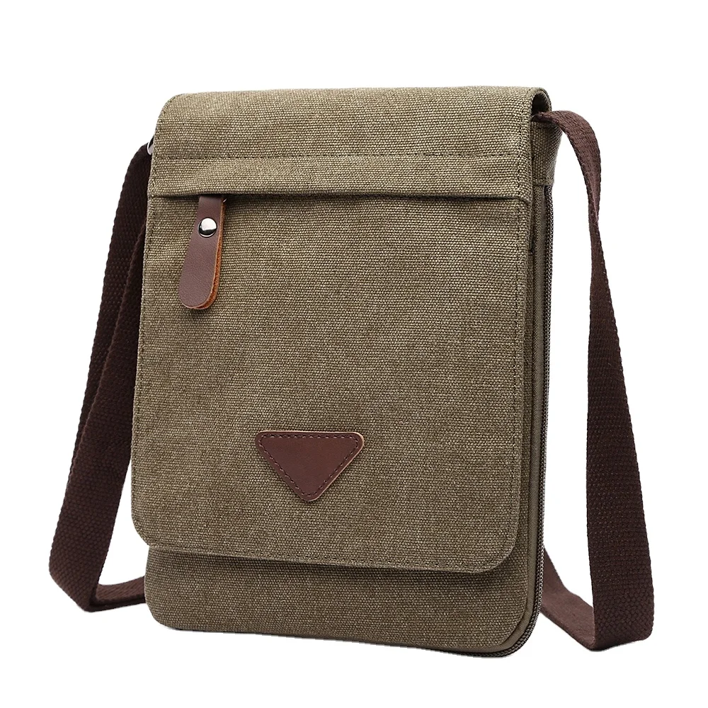 Mini Canvas Shoulder Bags for Men Solid Colors Messenger Strong