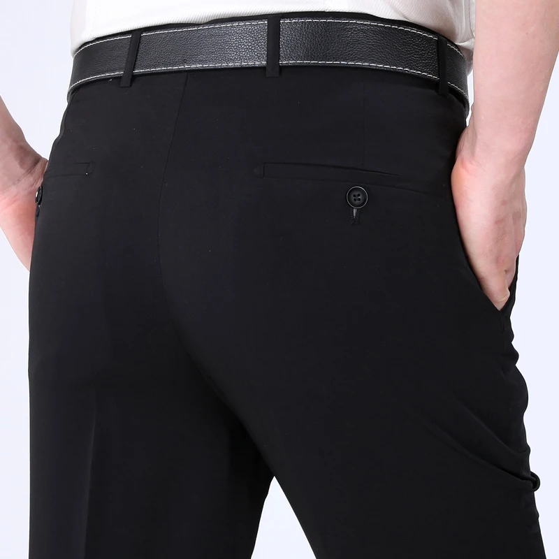 Мужские летние шелковые длинные брюки без морщин прямые рабочие - Цена: 