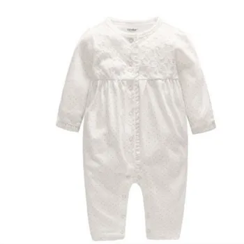 

Picturesque Childhood 2020 Newborn Baby Girls Rompers White and Dot 100% Cotton Costume Infant O-Neck Clothes
