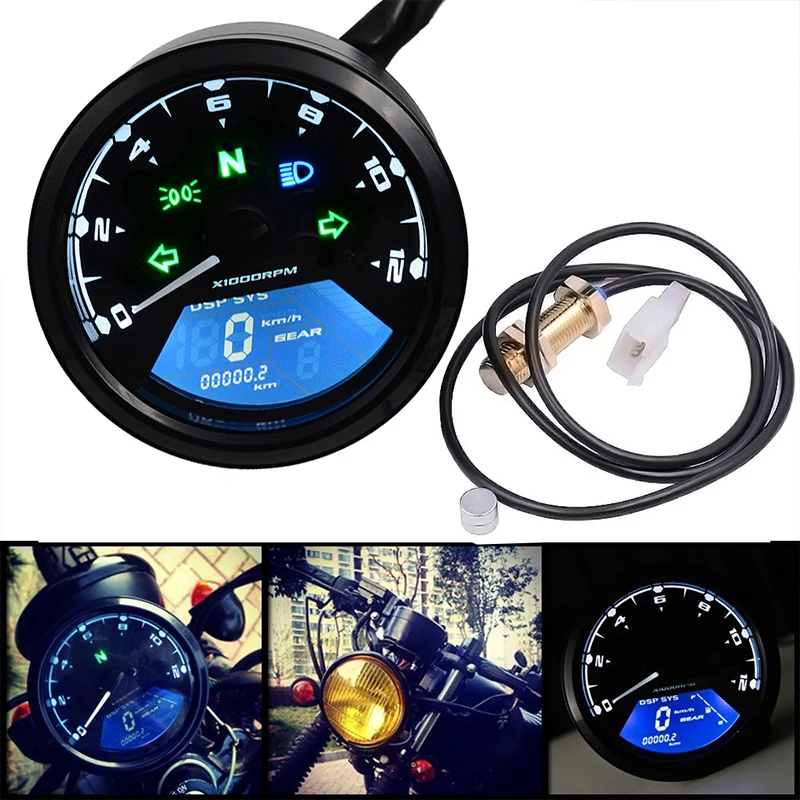HONGPA Motorcycle Meter LED Digital Tachometer Odometer Speedometer Light Indicator Oil Meter Multifunction with Night Vision Dial HONGPA Motorcycle Meter LED Digital Tachometer Odometer Speedometer Light Indicator Oil Meter Multifunction with Night Vision Dial
