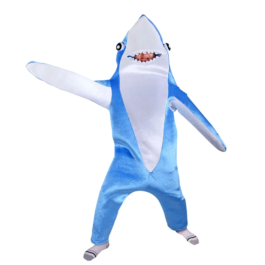 Funny Blue Shark Halloween Costume for Kids - Sea Animal Mascot Jumpsuit Fancy Dress Party Costume image 4