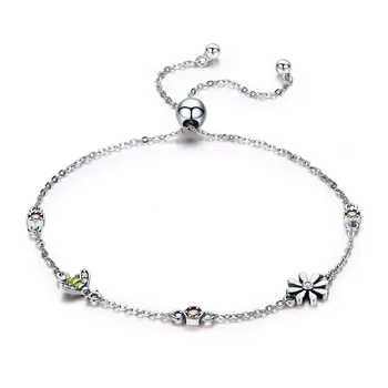 

SFB1 New Arrival Genuine alloy Sweet Whisper of Moon & Star Clear CZ Link Bracelet