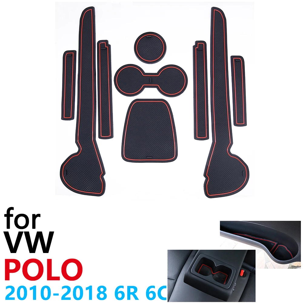 Anti-Slip Gummi Tasse Kissen Tür Nut Matte Für Vw Polo Mk5 6R 6C 2010 ~ 2018 2011 2012 2014 2016 2017 Zubehör Auto Aufkleber