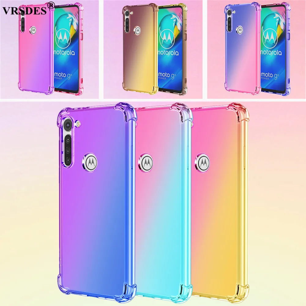 Цветная Противоударная задняя крышка для Motorola Moto G8 Power E6 Plus роскошная Силиконовая