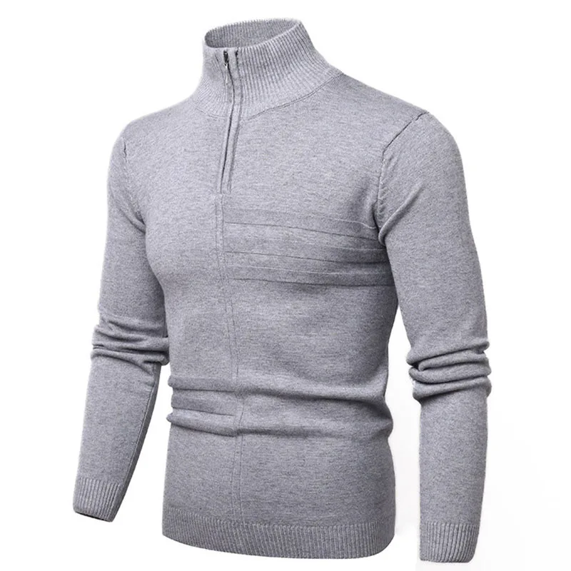 

New Autumn Winter Men Men's Knitwear Sweater Turtleneck Zipper Bottoming Pullovers Men Long Sleeve Chic Sweatshirt blusa masculi