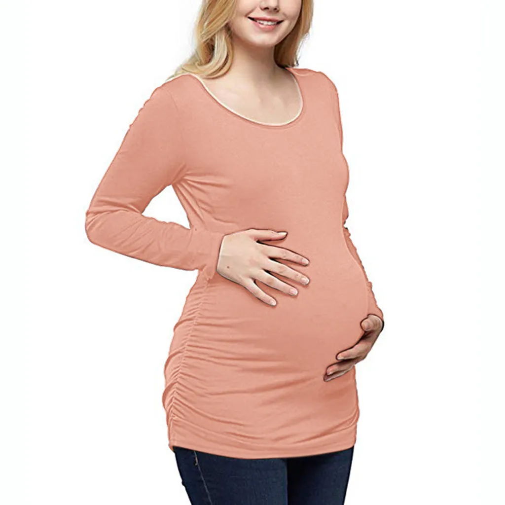 TELOTUNY, топы для беременных с длинными рукавами, однотонная Одежда для беременных, Casusl, топы для кормящих детей, блузка для кормления грудью, футболки 924 - Цвет: OR