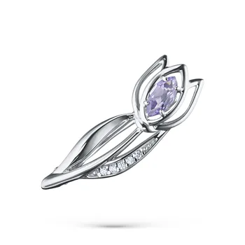 

Brooch made of silver with amethyst and cubic zirconia 700116-001-0019