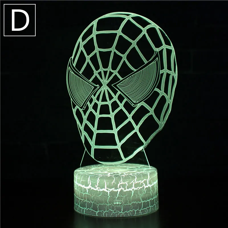D Светодиодный ночник с 3D подсветкой для детей, настольная лампа RGB с пультом дистанционного управления, 7 цветов, изменяющаяся, новогодняя, Рождественская, декоративная, иллюзионная лампа - Испускаемый цвет: D