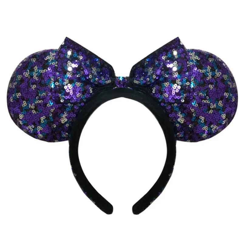 Disney New Mickey Minnie Mouse Headdress Pretend Play Head Ear Girls Sequin Hair Band Kawaii Head Hoop Plush Party Toys Kid Gift - Цвет: E