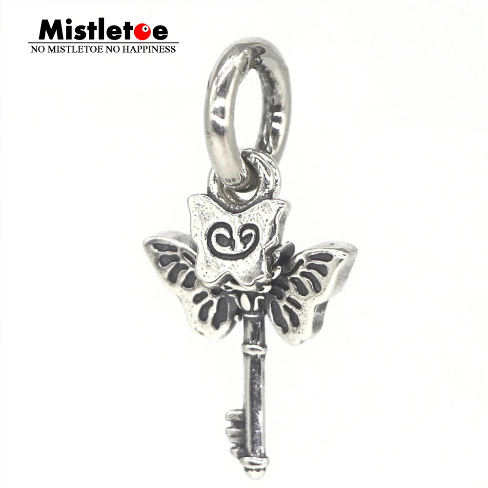 

Mistletoe 925 Sterling Silver Butterfly Lock & Key Dangle Charm Jewelry