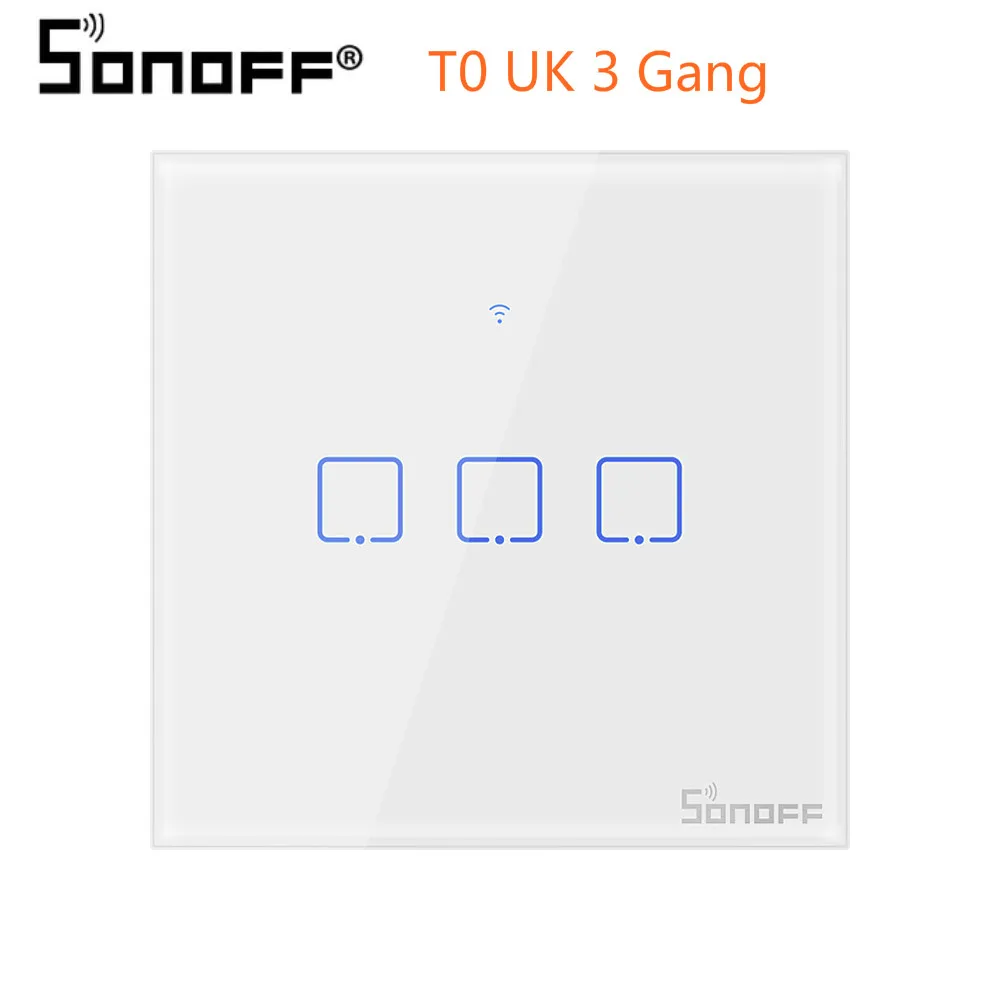 SONOFF T0 UK Wifi сенсорный экран переключатель работает с Amazon Alexa/для Google Home/для Google Nest/Роскошная стеклянная панель/светодиодный свет