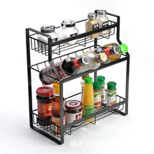 Three Layers Iron Kitchen Storage Rack Seasoning Finishing Shelves ,ulti-Layer Shelves
