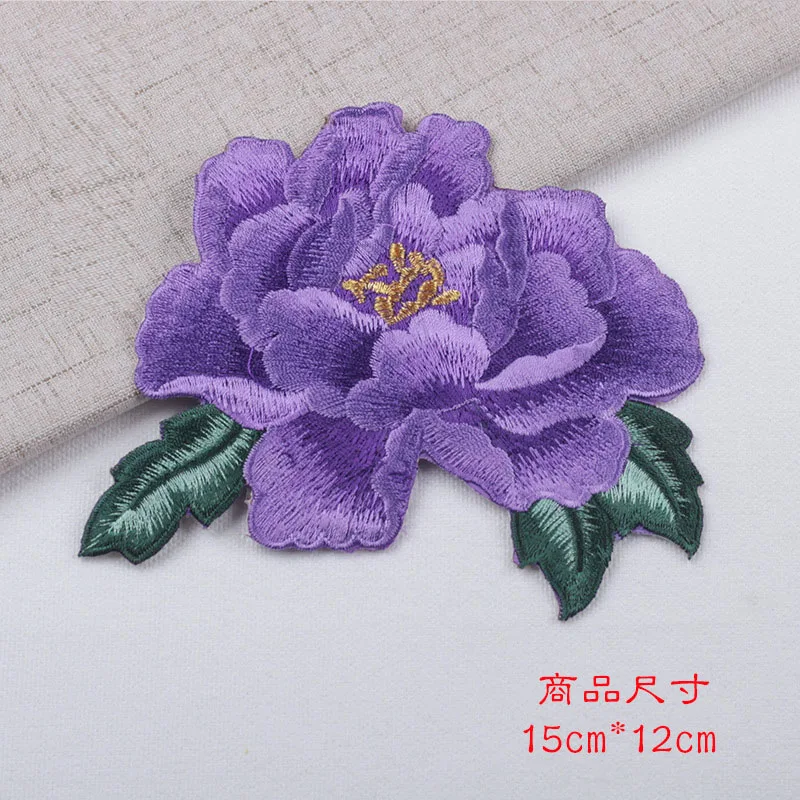 Rose Peony Flower Plant Iron Patches For Clothing Embroidery Stickers  Fabric Flowers Sew On Embroidery Patch Flower Applique Diy - Patches -  AliExpress