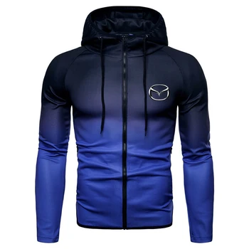 

Spring Autumn Zipper Jacket Hoodies Mazda car Print logo Gradient clothes Fleece Long Sleeve Hoodie Men women Sweatshirt hoody