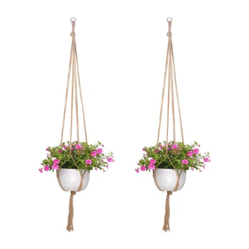 

Handmade Cotton Rope White Plant Hanger Hanging Planter Hainging Net Pots Holder For Indoor Outdoor Flower Pots