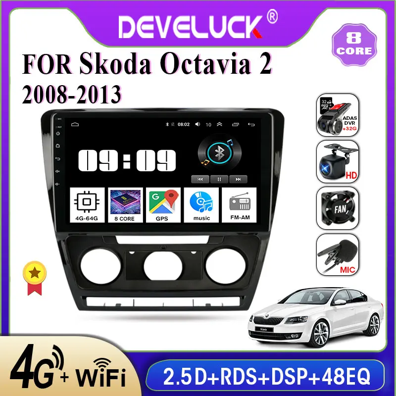 

Develuck 10.1" 2 din Android car Radio multimedia Player For Volkswagen SKODA Octavia 2 A5 2007-2014 No 2din RDS GPS Navigation