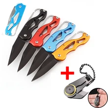 

2pcs Black Blade Folding Knife Outdoor Survival Box Carabiner Kit Letter Bag Corkscrew Peeling Hanging Multi-Clip Quick Pull