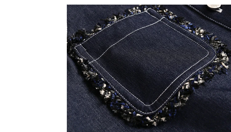 VERDEJULIAY Runway модный осенний костюм женский джинсовый сорняк лоскутное пальто с жемчугом и винтажная миди-юбка с высокой талией комплект из двух предметов